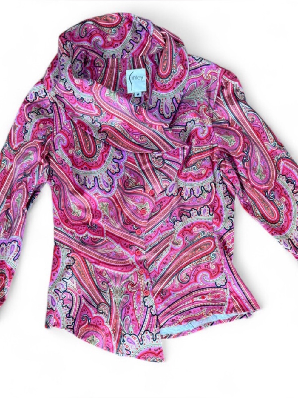 Finley Vibrant Pink Paisley Button-Down Shirt